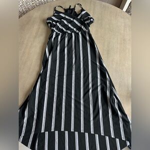 White House Black Market Black and White Striped Maxi Dress XS EUC